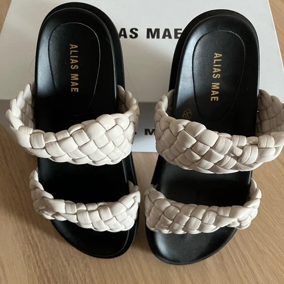 Alias Mae Cream and Black Woven Sandals - Picture 2 of 2